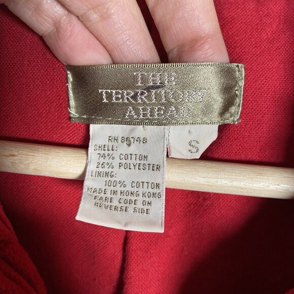 VTG Territory Ahead Red Wide Wale Corduroy Chore Coat Barn Ranch Jacket Pockets - Picture 3 of 13